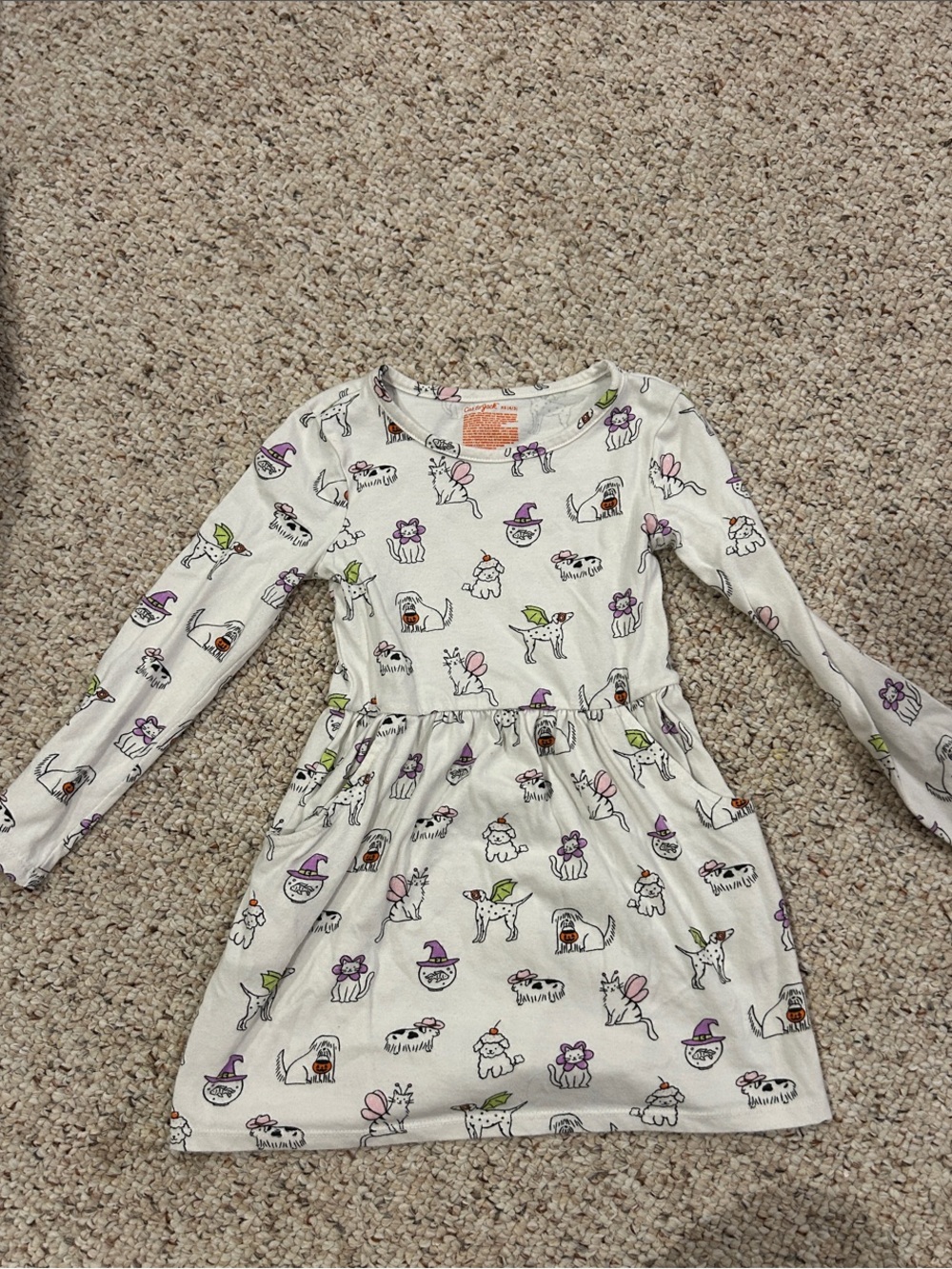 Cat & Jack Halloween Cream Long-Sleeve Kids Dress